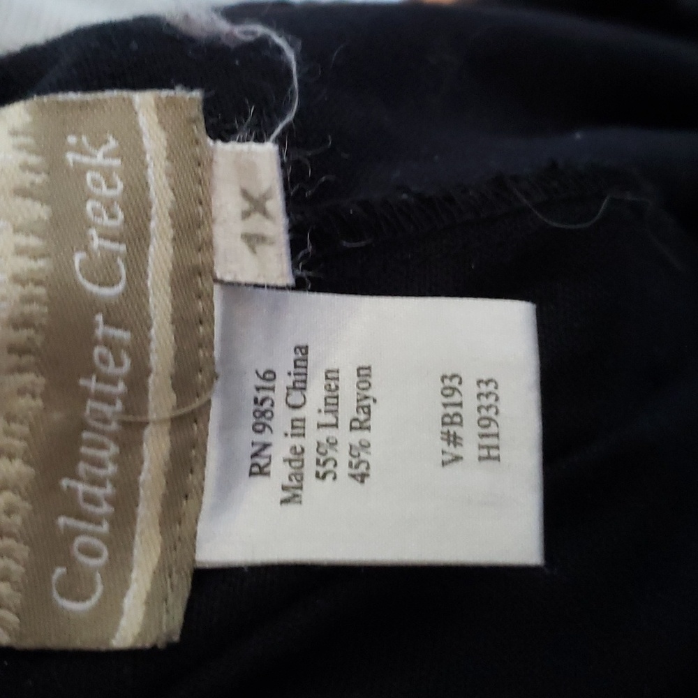 Coldwater Creek Black Linen-blend Drawstring Pants size 1X - Picture 3 of 3